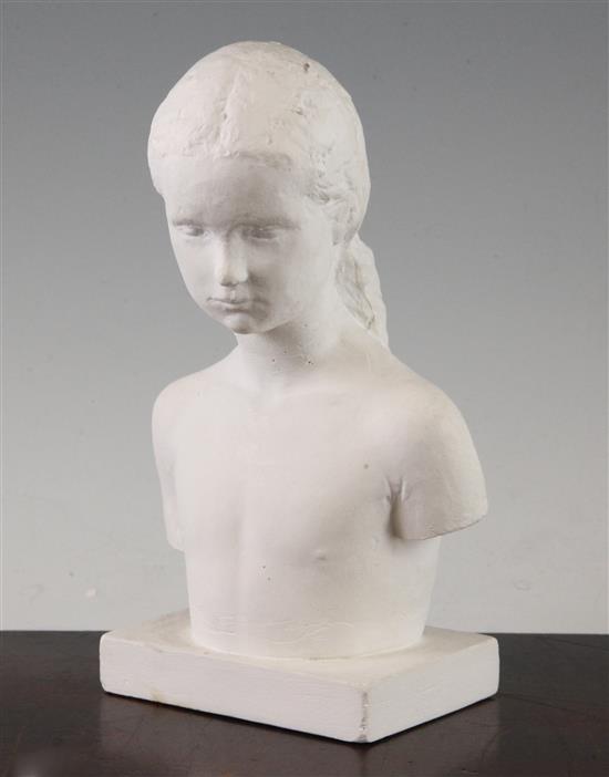 Gunnar Nilsson (Swedish, 1904-1995). A plaster bust of a young girl, 7.75in.